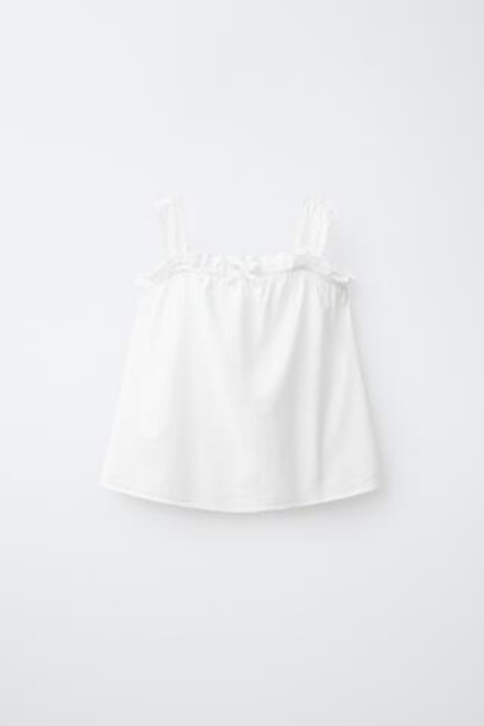 ZARA ПИЖАМА С БРЕТЕЛЯМИ И ТКАНЬЮ ПЛЮМЕТИ, БЕЛЫЙ