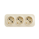 Розеточный блок тройной с заземлением со шторками IP20 16А 250В слоновая кость Quteo Legrand