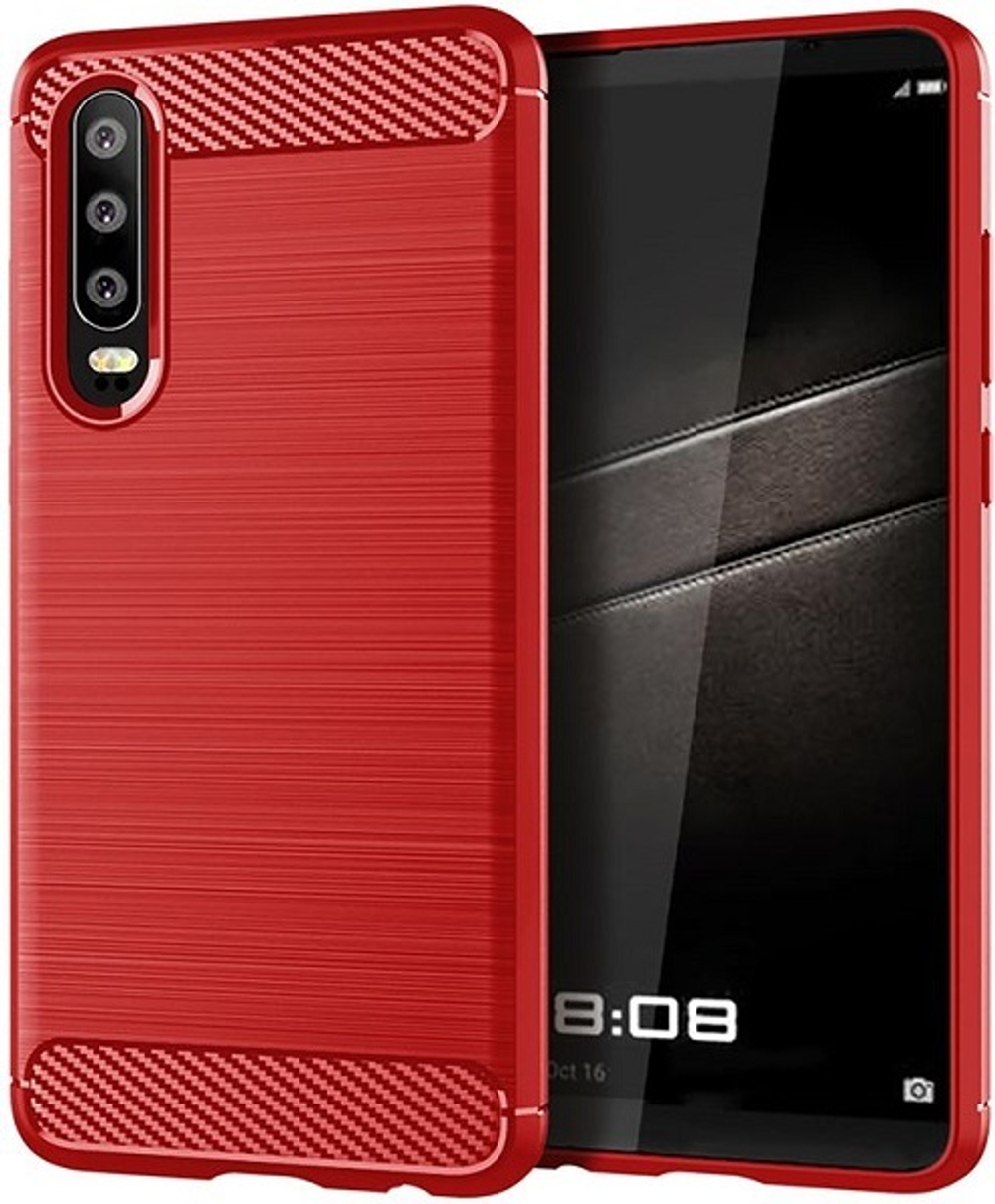 Чехол для Huawei P30 цвет Red (красный), серия Carbon от Caseport