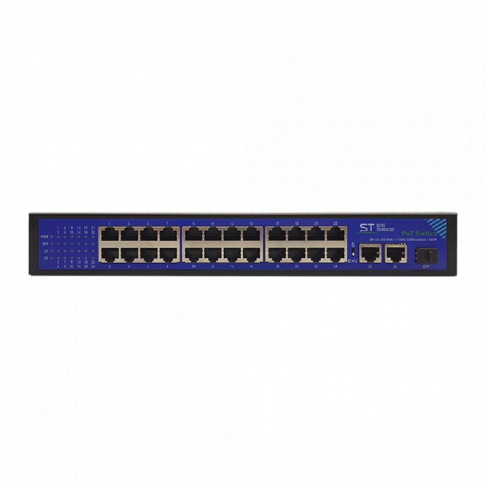 Коммутатор на 24 PoE порта ST-S243POE, (2G/1S/340W/A)