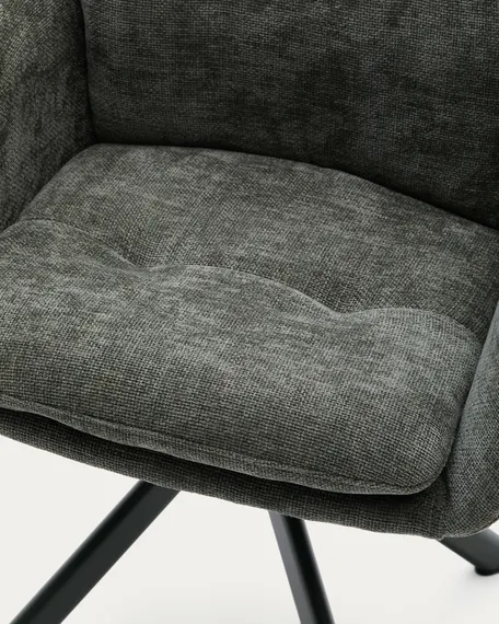 Поворотное кресло Lexa, зеленый шенилл с зелеными ножками