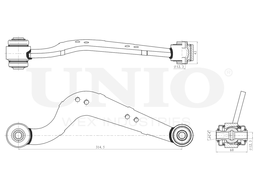 Рычаг подвески продольный задний верхний правый UNIO SSP-40123