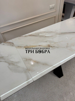 Кухонный раздвижной стол "Спайдер" из КЕРАМОГРАНИТА, итальянский мрамор