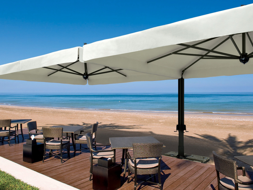 Зонт профессиональный двухкупольный Scolaro Alu Double Dark, антрацит, слоновая кость