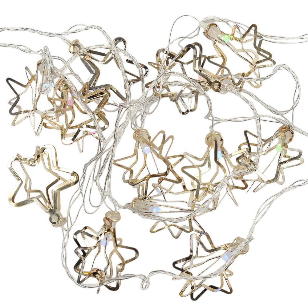 Электрогирлянда LED цветная с насадкой метал. Звездочка фигурная, длина насадки 4,5см, 12 ламп, 3м,