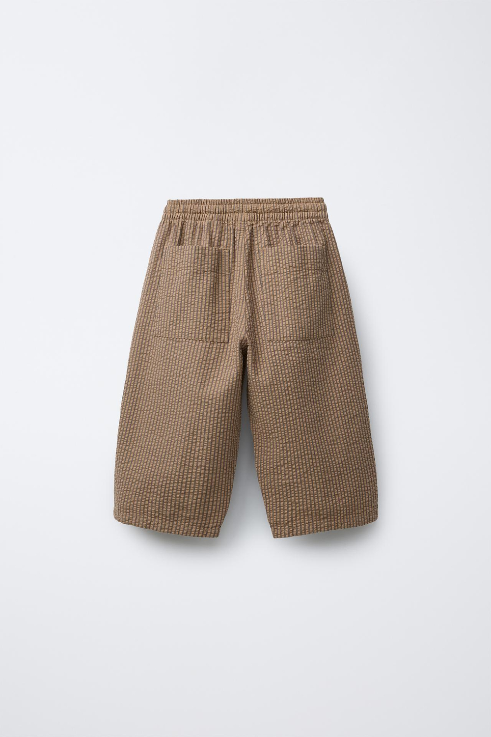 ZARA БРЮКИ BAGGY ИЗ РЕЛЬЕФНОЙ ТКАНИ В ПОЛОСКУ, РЫЖЕВАТО-КОРИЧНЕВЫЙ