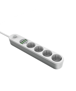 Perfeo LD_B4438  LDNIO SE4432/ Сетевой удлинитель 2м + ЗУ на 4 USB/ 4 розетки (медь) - 2500W/ USB - 17W/ White&Gray