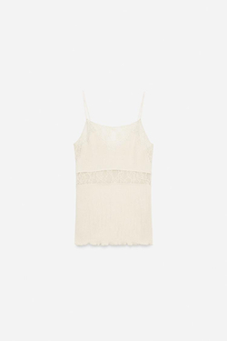 ZARA БЕСШОВНЫЙ КРУЖЕВНОЙ ТОП, ТЕЛЕСНО-РОЗОВЫЙ