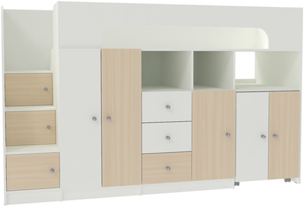 Кровать-чердак КарИВи Астра 11 Белый   Дуб Молочный