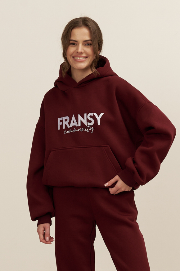 Худи 02 FRANSY COMMUNITY, с начесом, бордовое