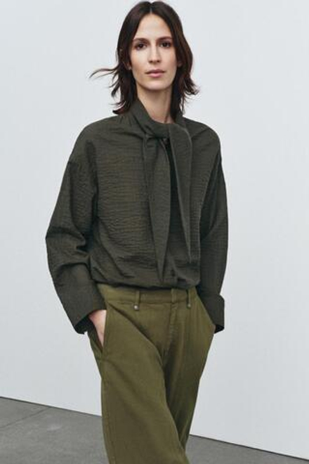 ZARA РУБАШКА В КЛЕТКУ С ПЛАТКОМ — ZW COLLECTION, ХАКИ