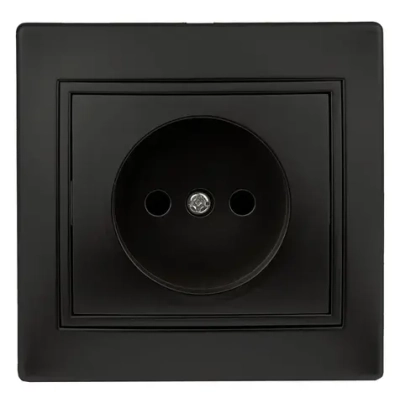 Розетка Intro Plano 1-201-05 без заземления 2P 16А-250В IP20 скрытой установки черный
