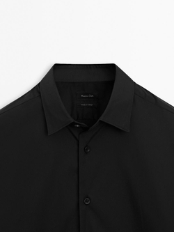 Massimo Dutti Рубашка облегающего кроя из эластичной ткани, черный