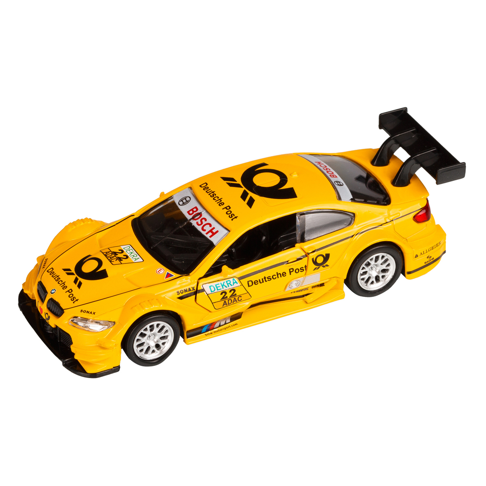 Модель 1:42 BMW M3 DTM, желтый, инерция, откр. двери