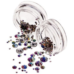 Стразы микс размеров в баночке, прозрачные