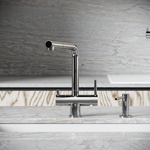 Смеситель для кухни Sancos Spin с вытяжным изливом, краном для фильтра, хром, SC4015CH