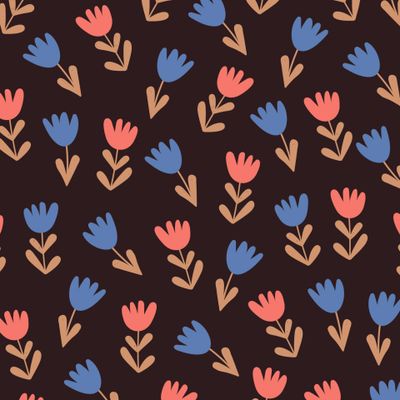 Милые цветочки на темном фоне-уютный принт