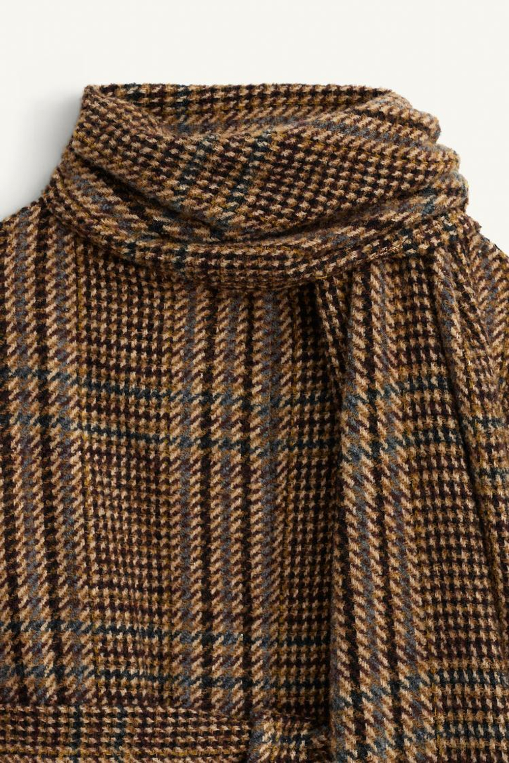 ZARA ПАЛЬТО ИЗ СМЕСОВОЙ ШЕРСТИ, КОРИЧНЕВЫЙ