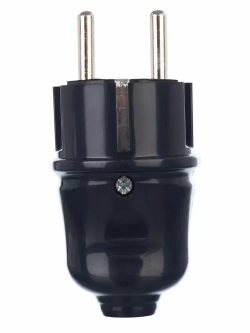 Вилка разборная прямая с заземляющими контактами 16А ВПп10-02-Ст, EVP10-16-01-K02, IEK чёрная - 1 шт