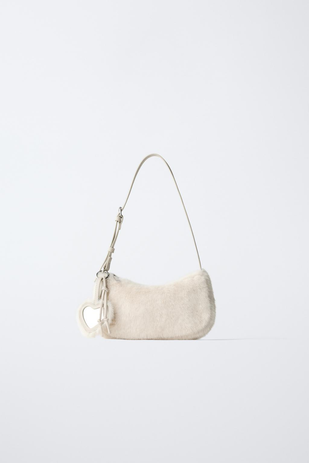 ZARA СУМКА С ПЛЕЧЕВЫМ РЕМНЕМ ИЗ ИСКУССТВЕННОГО МЕХА, ЭКРЮ