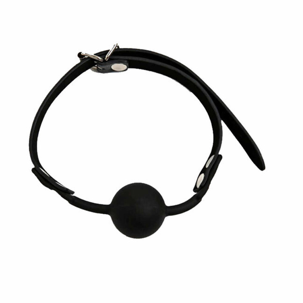 Кляп черный силиконовый на кожаном ремешке с застежкой Onjoy BDSM Silicone Gag (Цвет: черный)