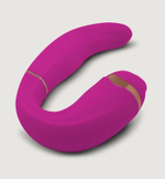 Ярко-розовый вибромассажёр зоны G с вакуумным клиторальным стимулятором My G - 17,4 см. (Цвет: ярко-розовый)