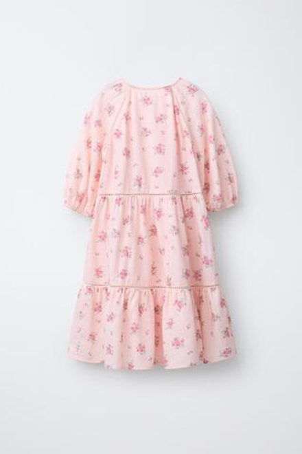 ZARA ПЛАТЬЕ С ЦВЕТОЧНЫМ УЗОРОМ, ПАСТЕЛЬНО-РОЗОВЫЙ