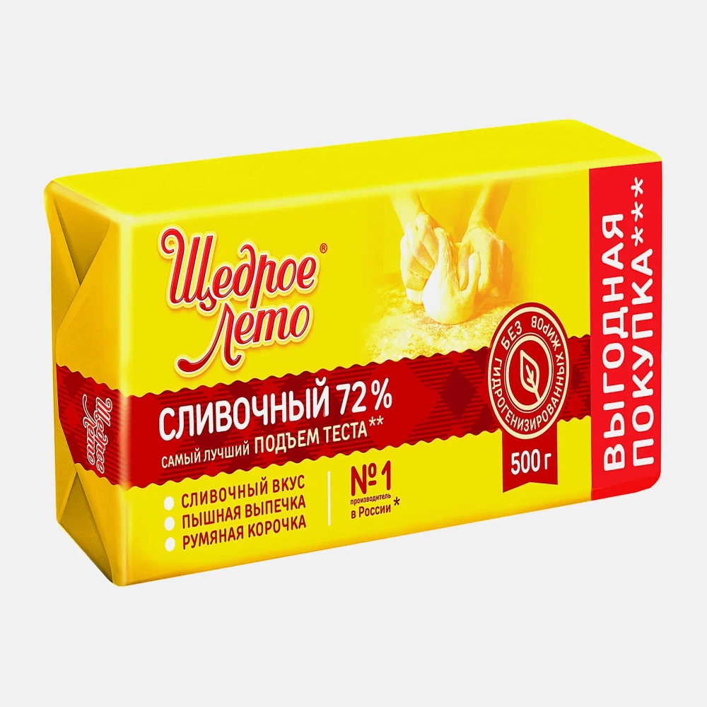 Маргарин Щедрое лето Сливочный 72% 500г