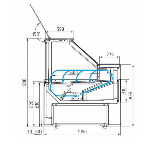 Холодильная витрина CARBOMA BAVARIA 3 GC111 VV 1,25-1 динамика без боковин