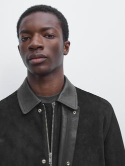 Massimo Dutti Замшевая куртка с карманами, черный