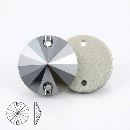 Стразы пришивные из стекла, цвет Jet Hematite, форма Rivoli