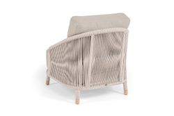 "Верона" кресло плетеное из роупа, каркас алюминий белый муар, роуп бежевый круглый, ткань бежевая 15052