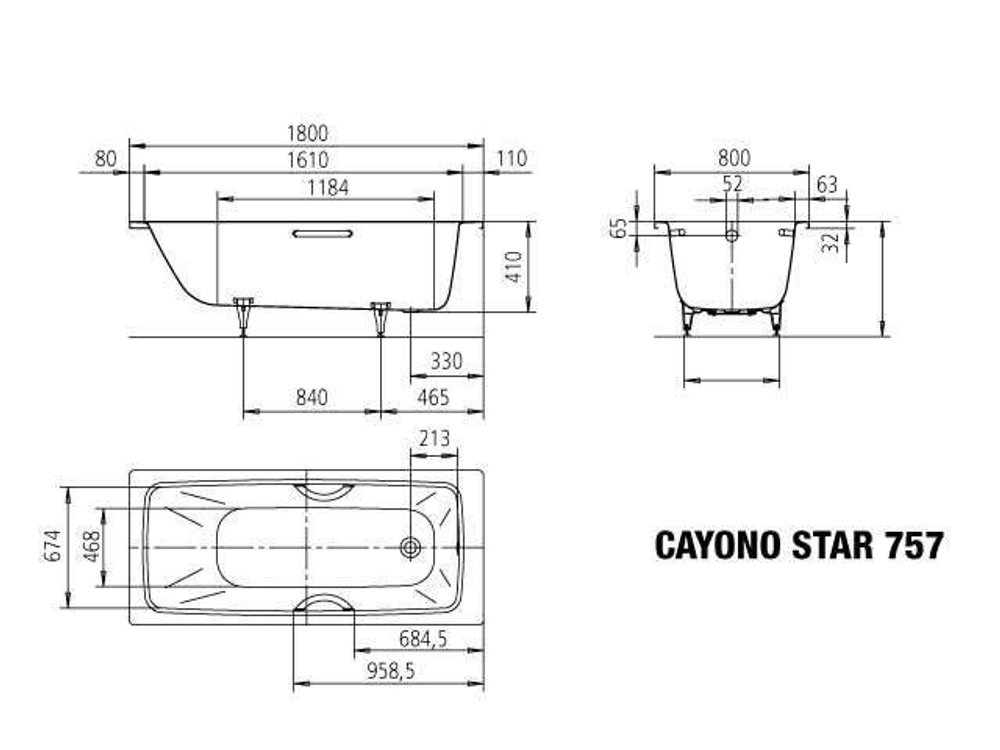 Ванна стальная 180x80 Kaldewei Cayono Star 757 275700010001