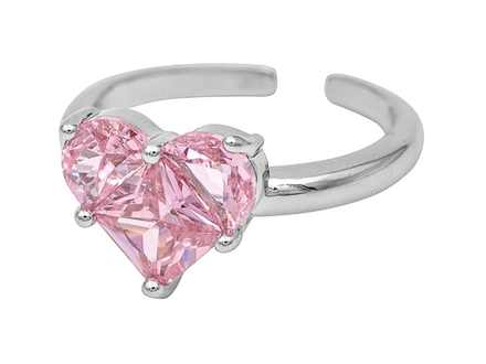 Кольцо Сердце с розовым кристаллом small