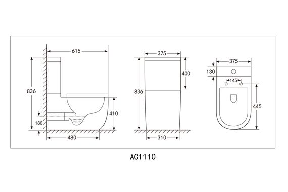 Унитаз ABBER Bequem AC1110 компакт белый, безободковый