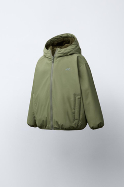 ZARA ДВУСТОРОННЯЯ ВОДОНЕПРОНИЦАЕМАЯ КУРТКА С ЛОГОТИПОМ, ХАКИ