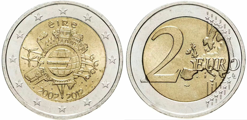 Ирландия 2 евро 2012 10 лет наличными UNC