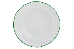 Тарелка глубокая 22 см, кант зелёный