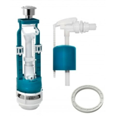 Арматура для бачка унитаза боковая, 1/2", двухрежим, кноп, хром, Инкоэр, СБ2м-БпрН-АА-В Р