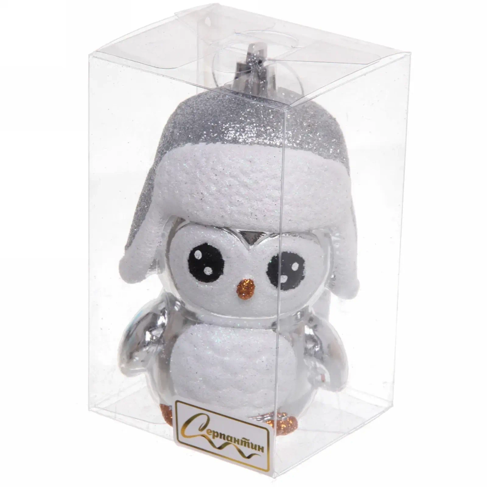 Ёлочная игрушка «Новогодний пингвин» 7*6*11 см, серебро