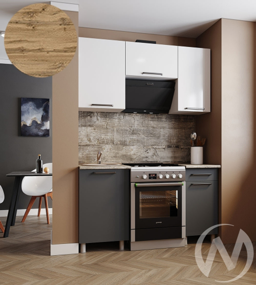 Кухня Ребекка 1.5м с окапом (корпус белый/белый; графит)