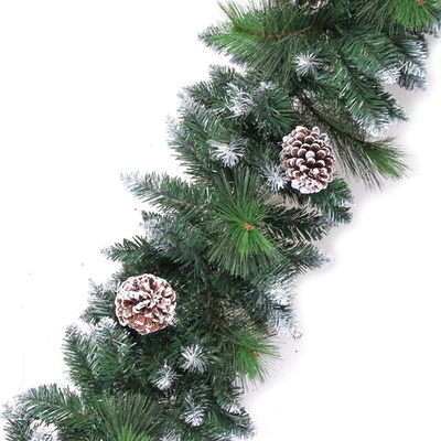 Гирлянда хвойная «Снежное кружево» 2,7 м d=35 см, ПВХ, леска, шишки, белый иней (ST2005-270)
