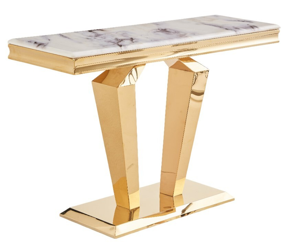 Стол-консоль Ist Casa Адамант, 120х40х78 см, небесный белый, золотой