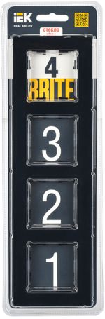 BRITE Рамка 4 -местная РУ-4-2-БрЧ стекло черный IEK