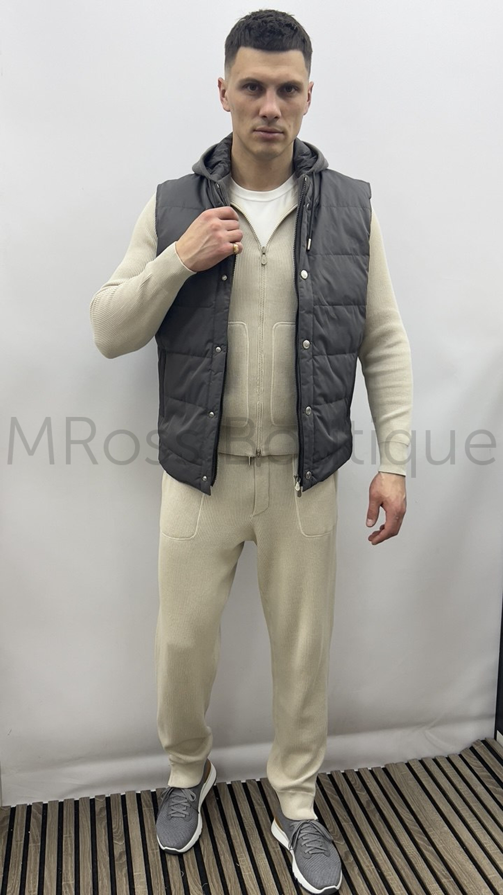 Бежевый мужской спортивный костюм Brunello Cucinelli