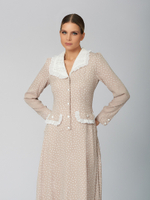 Платье миди с белым воротником в горох