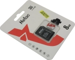 Карта памяти microSDHC UHS-I U1 NETAC P500 Eco 8 ГБ, 90 МБ/с, Class 10, 1 шт., переходник SD