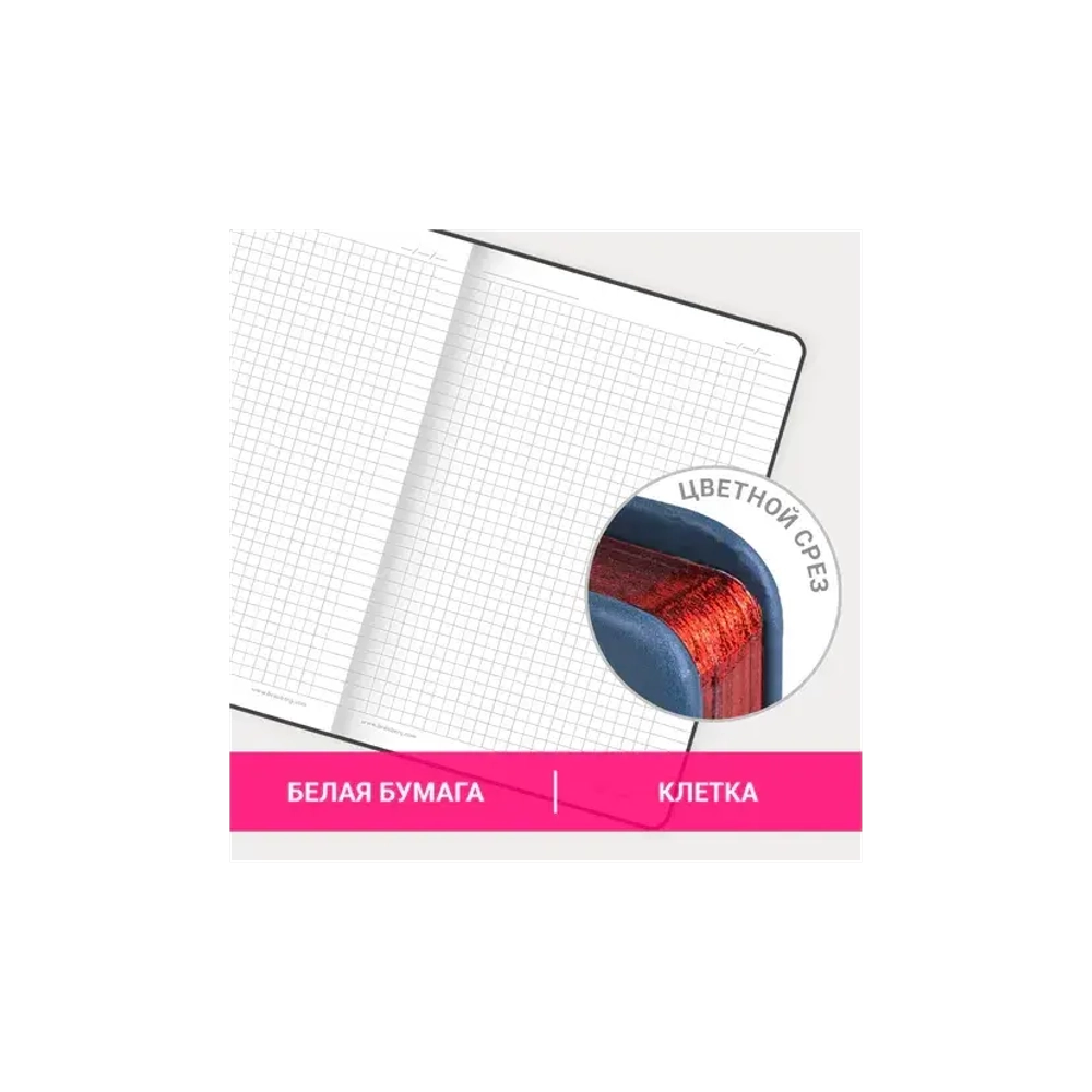 Блокнот А5 клетка BRAUBERG VISTA "In Dreams", под кожу, твердый, срез фольга, 80 л., 112064
