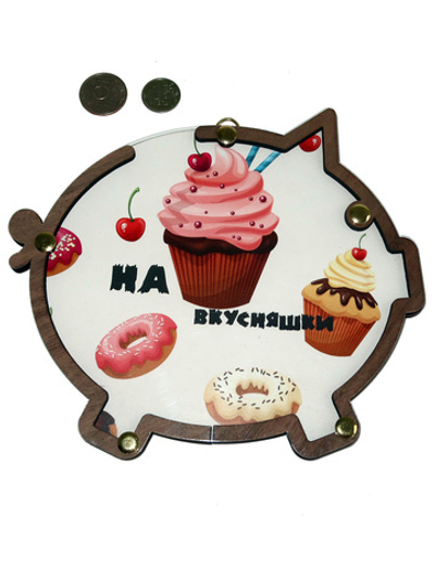 Копилка рамка с мотиватором Хрюшка из дерева в виде свиньи Декор для дома, подарок