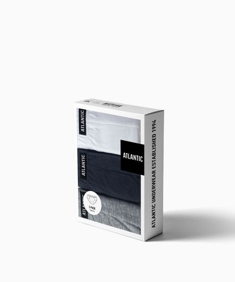 Мужские трусы (3шт) слипы классика Atlantic 3BMP-006,белый+серый+графит